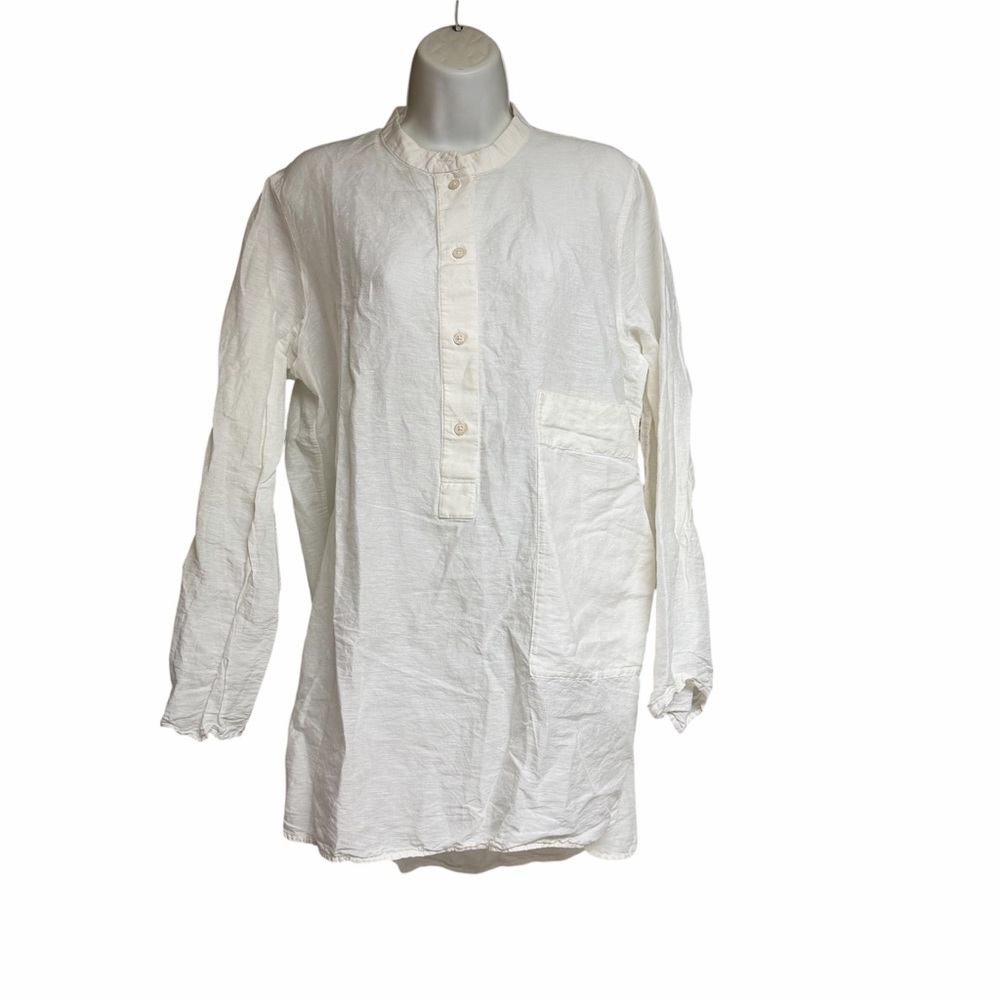 COS white linen long sleeve button tunic shirt top lagenlook M
